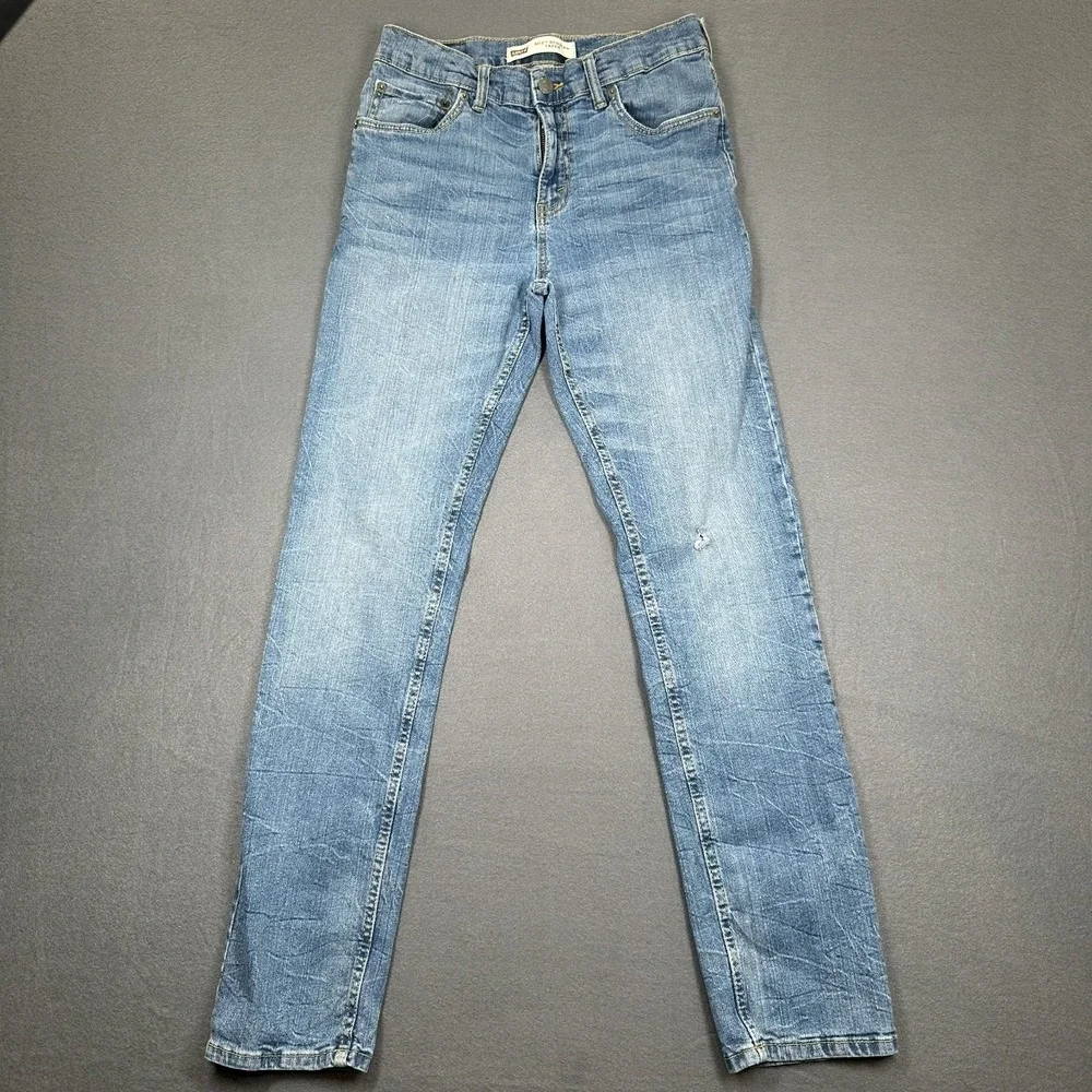 Levi's 502 Jeans Boys 16R Blue Light Wash Denim Regular Taper Distressed Whisker